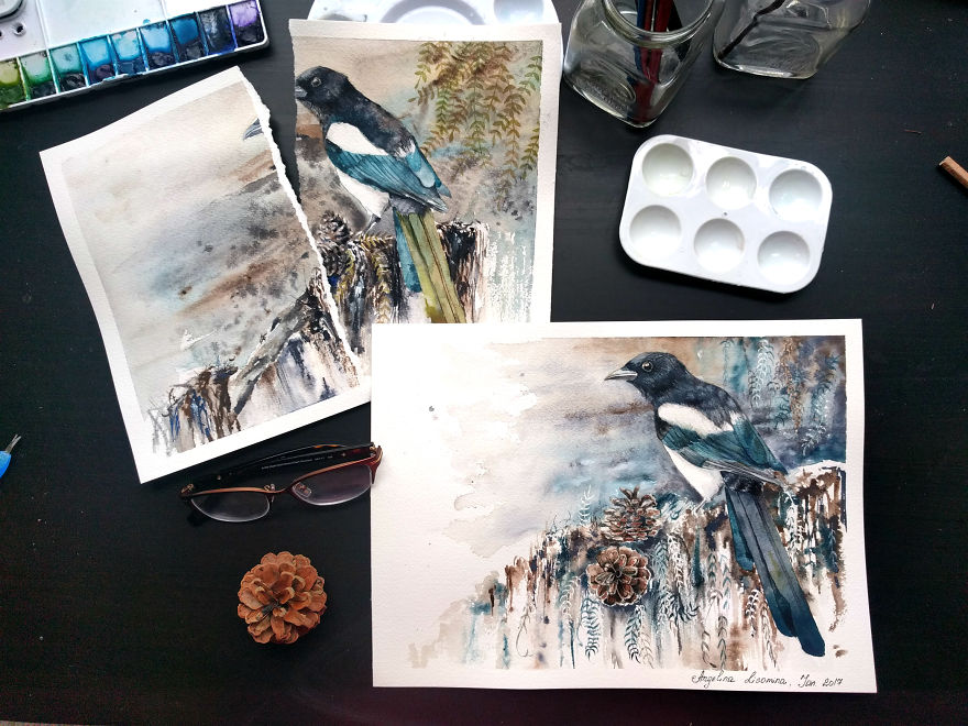 Watercolor Birds To Celebrate My First Anniversary Of Painting With Watercolor