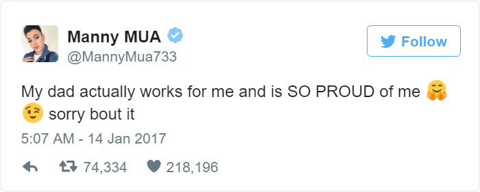 Father Of Maybelline&#8217;s First Male Model Shuts Up Homophobic Asshole With Brilliant Response