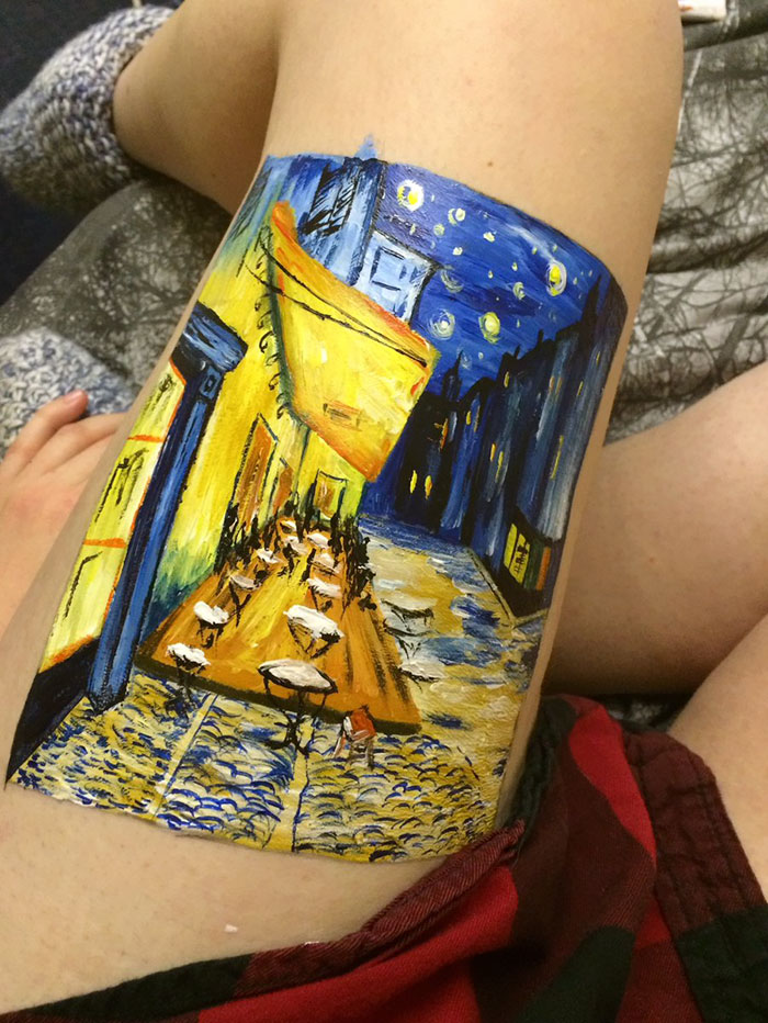 Teen Recreates Van Gogh Painting On Her Leg Instead Of Self-Harming Teen Recreates Van Gogh Painting On Her Leg Instead Of Self-Harming