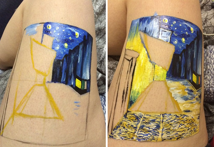 Teen Recreates Van Gogh Painting On Her Leg Instead Of Self-Harming Teen Recreates Van Gogh Painting On Her Leg Instead Of Self-Harming