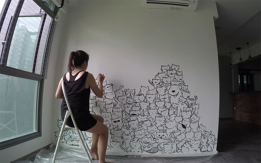 I Painted A Mountain Of Cats On A Blank Wall To Bring It To Life I Painted A Mountain Of Cats On A Blank Wall To Bring It To Life