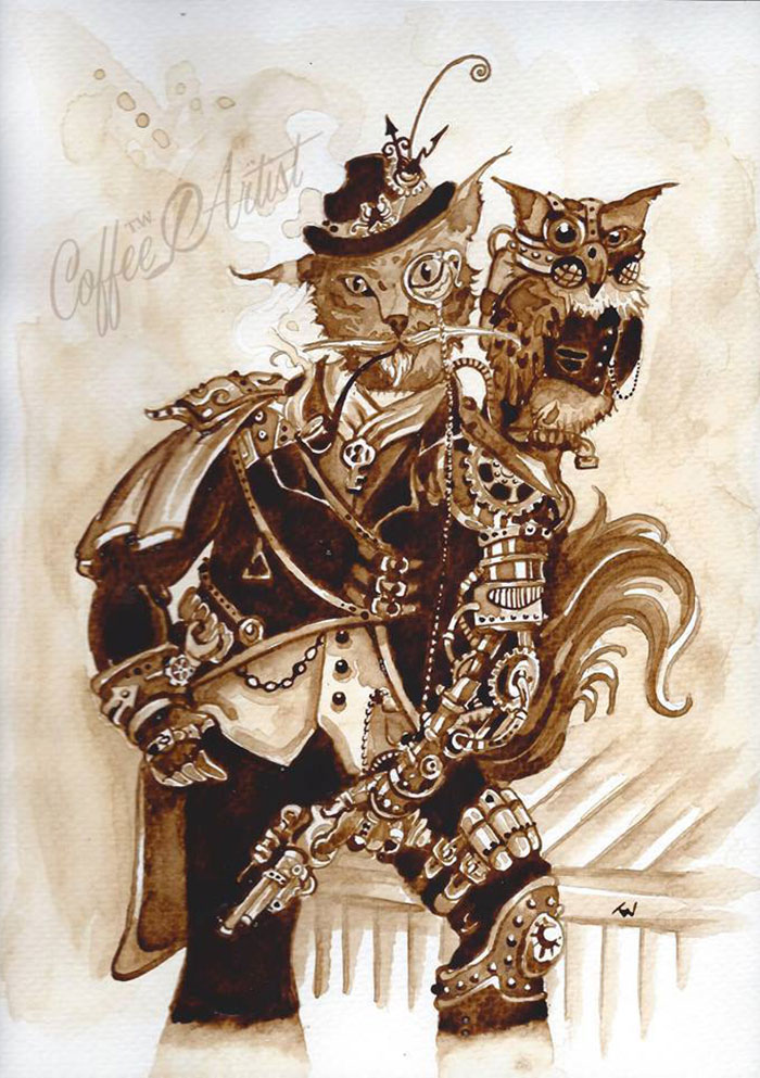 It Took Me Many Hours To “Paint” Steampunk Art Using Real Coffee It Took Me Many Hours To “Paint” Steampunk Art Using Real Coffee