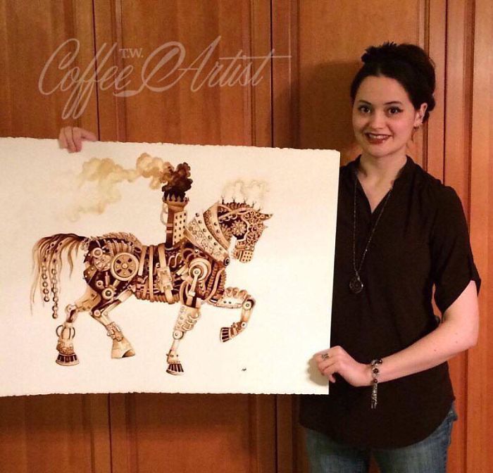 It Took Me Many Hours To “Paint” Steampunk Art Using Real Coffee It Took Me Many Hours To “Paint” Steampunk Art Using Real Coffee