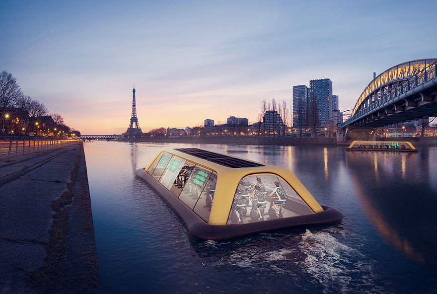 Floating Gym In Paris Uses Human Energy To Sail Down The Seine River Floating Gym In Paris Uses Human Energy To Sail Down The Seine River