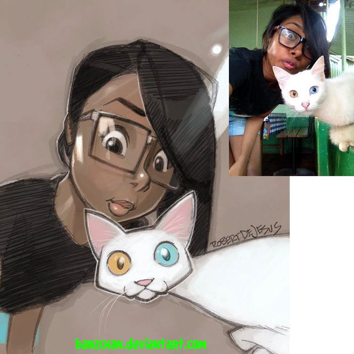 Illustrator Turns People And Their Pets Into Cartoon Characters Illustrator Turns People And Their Pets Into Cartoon Characters