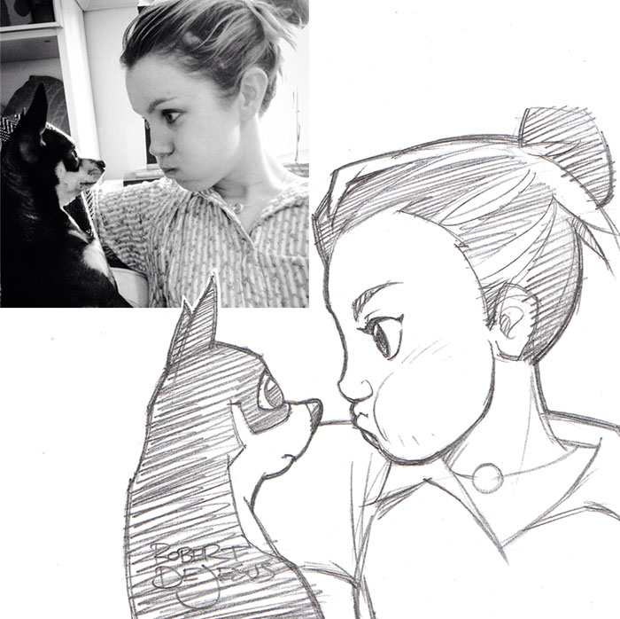 Illustrator Turns People And Their Pets Into Cartoon Characters Illustrator Turns People And Their Pets Into Cartoon Characters