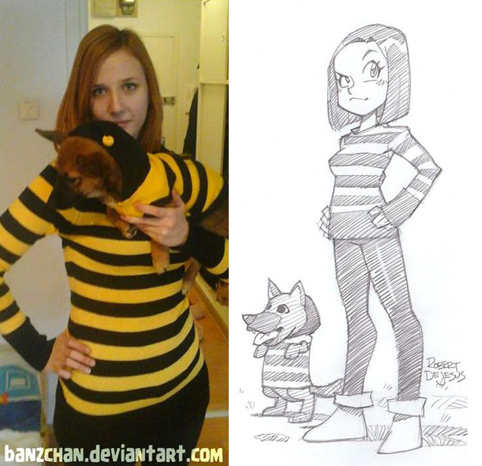 Illustrator Turns People And Their Pets Into Cartoon Characters Illustrator Turns People And Their Pets Into Cartoon Characters