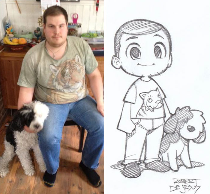 Illustrator Turns People And Their Pets Into Cartoon Characters Illustrator Turns People And Their Pets Into Cartoon Characters