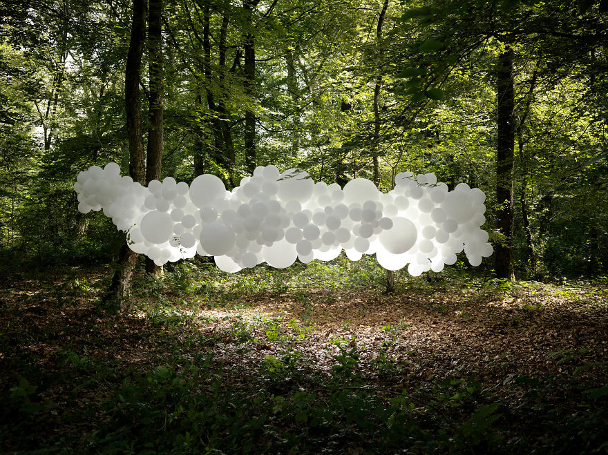 White Balloons Invade Various Places In Surreal Installations By Charles Pétillon