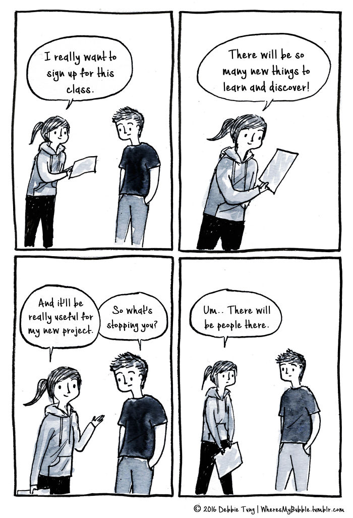 29 Introvert Comics By Debbie That Only People With Social Anxiety Will Understand