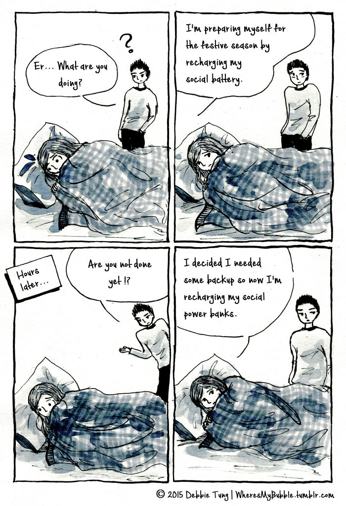 29 Introvert Comics By Debbie That Only People With Social Anxiety Will Understand