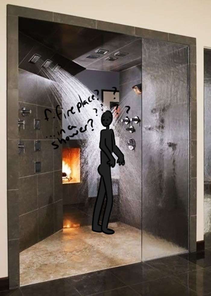 Artist Shows How Ridiculous Rich People’s Showers Are By Doodling On Them Artist Shows How Ridiculous Rich People’s Showers Are By Doodling On Them