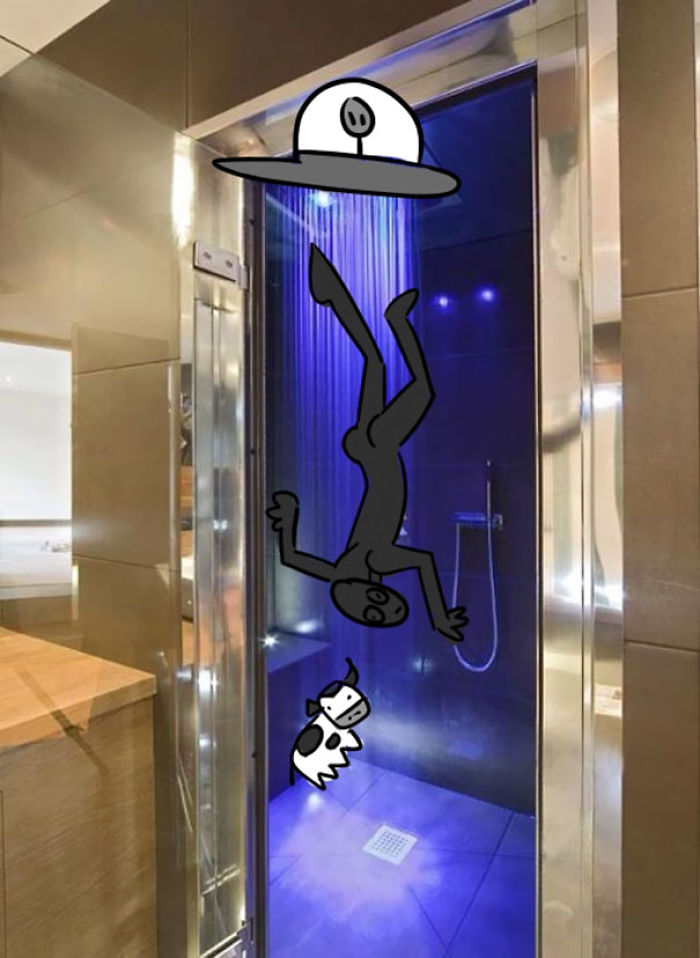 Artist Shows How Ridiculous Rich People’s Showers Are By Doodling On Them Artist Shows How Ridiculous Rich People’s Showers Are By Doodling On Them