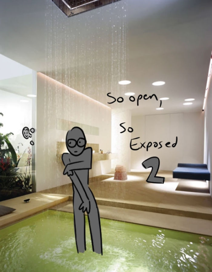 Artist Shows How Ridiculous Rich People’s Showers Are By Doodling On Them Artist Shows How Ridiculous Rich People’s Showers Are By Doodling On Them