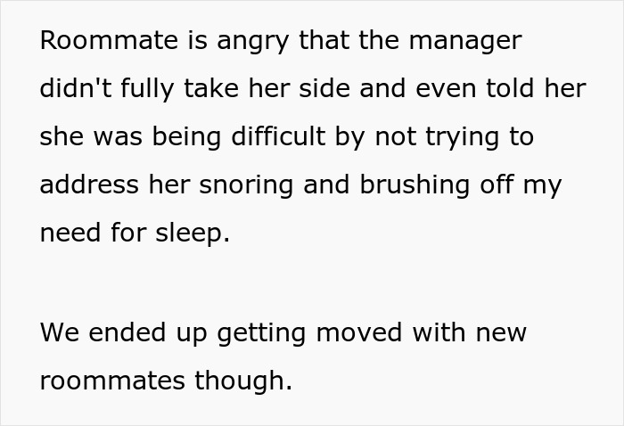 Woman Can’t Sleep Because Of Roommate’s Snoring, Keeps Her Awake In Return
