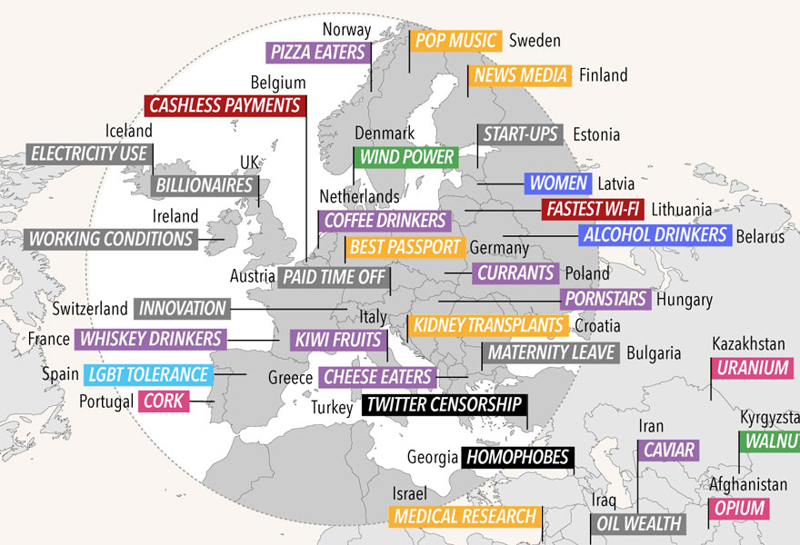 World Map Reveals What Different Countries Are Best At World Map Reveals What Different Countries Are Best At