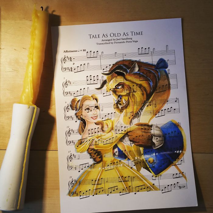 I Draw Scenes From Famous Animated Movies On Music Sheets Of Their Theme Songs I Draw Scenes From Famous Animated Movies On Music Sheets Of Their Theme Songs