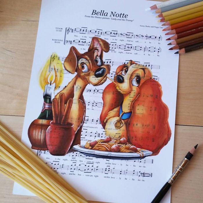 I Draw Scenes From Famous Animated Movies On Music Sheets Of Their Theme Songs I Draw Scenes From Famous Animated Movies On Music Sheets Of Their Theme Songs