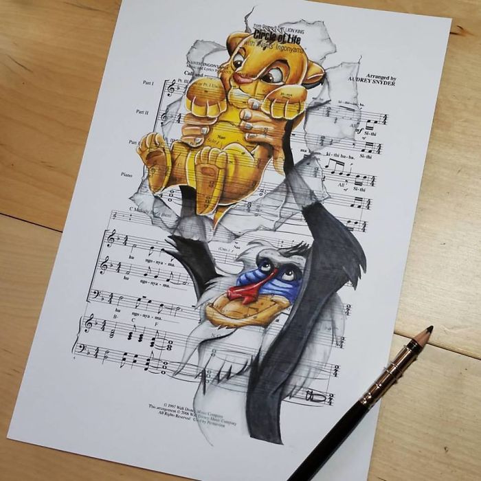 I Draw Scenes From Famous Animated Movies On Music Sheets Of Their Theme Songs I Draw Scenes From Famous Animated Movies On Music Sheets Of Their Theme Songs