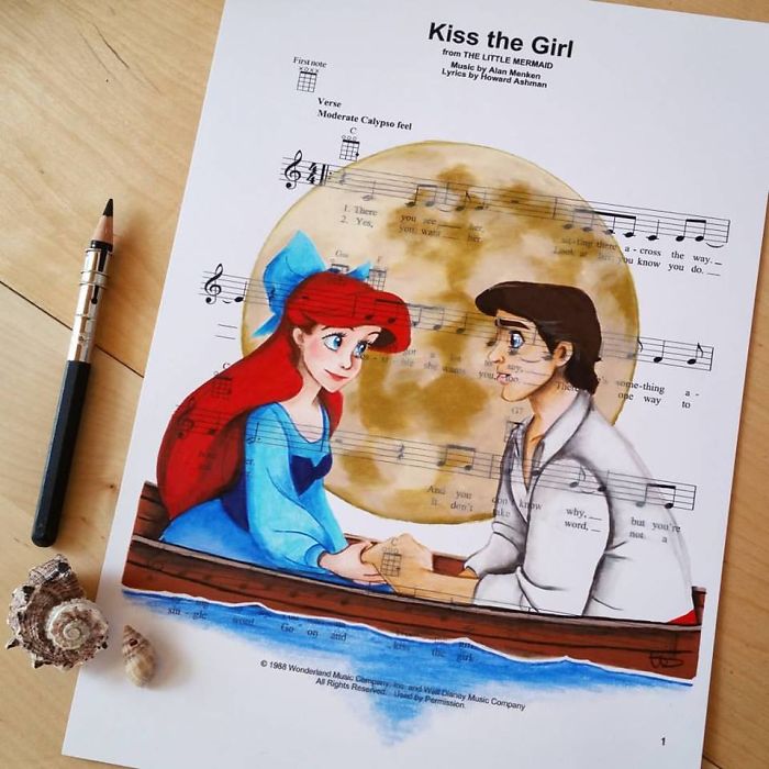 I Draw Scenes From Famous Animated Movies On Music Sheets Of Their Theme Songs I Draw Scenes From Famous Animated Movies On Music Sheets Of Their Theme Songs