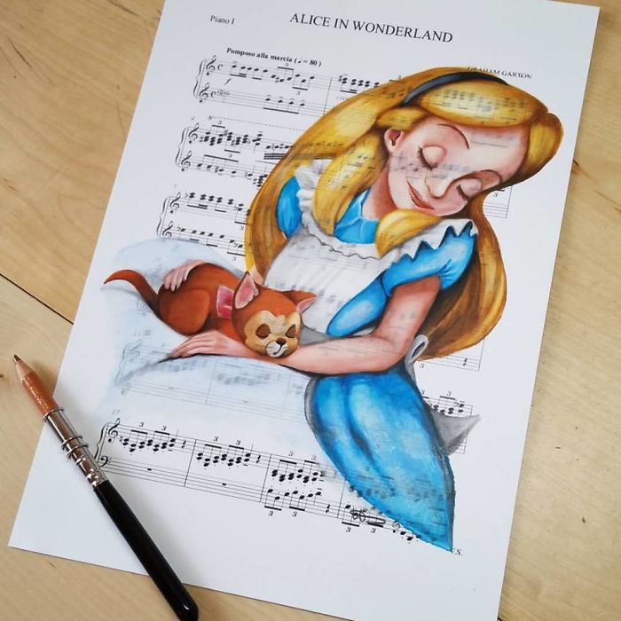 I Draw Scenes From Famous Animated Movies On Music Sheets Of Their Theme Songs I Draw Scenes From Famous Animated Movies On Music Sheets Of Their Theme Songs