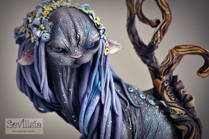 Russian Artist Combines Fantasy And Rasta Elements To Create Magical Cats