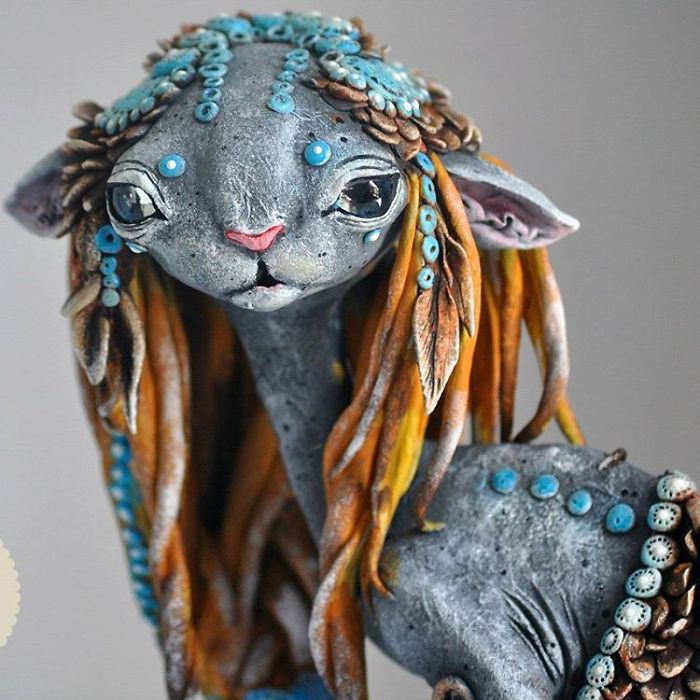 Russian Artist Combines Fantasy And Rasta Elements To Create Magical Cats