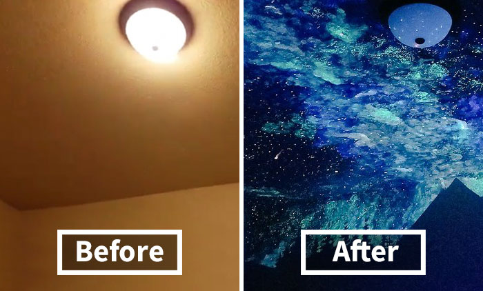 Woman Creates Glow-In-The-Dark Galaxy Painting For Boy Who Couldn&#8217;t Fall Asleep, Here&#8217;s His Reaction