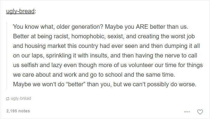 59 Of The Best Comebacks To Baby Boomers Who Complain About Millennials 59 Of The Best Comebacks To Baby Boomers Who Complain About Millennials