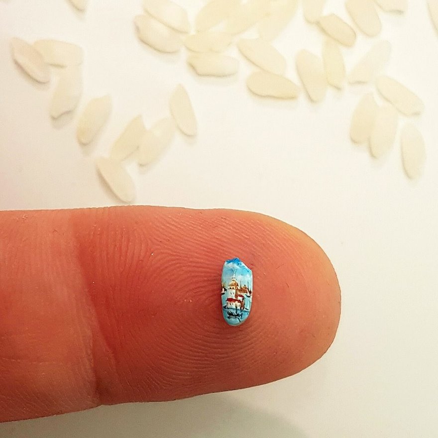 Turkish Artist Paints Unbelievably Tiny Paintings Onto Small Objects Turkish Artist Paints Unbelievably Tiny Paintings Onto Small Objects