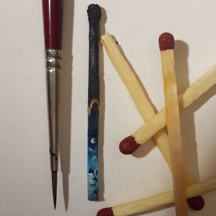 Turkish Artist Paints Unbelievably Tiny Paintings Onto Small Objects Turkish Artist Paints Unbelievably Tiny Paintings Onto Small Objects