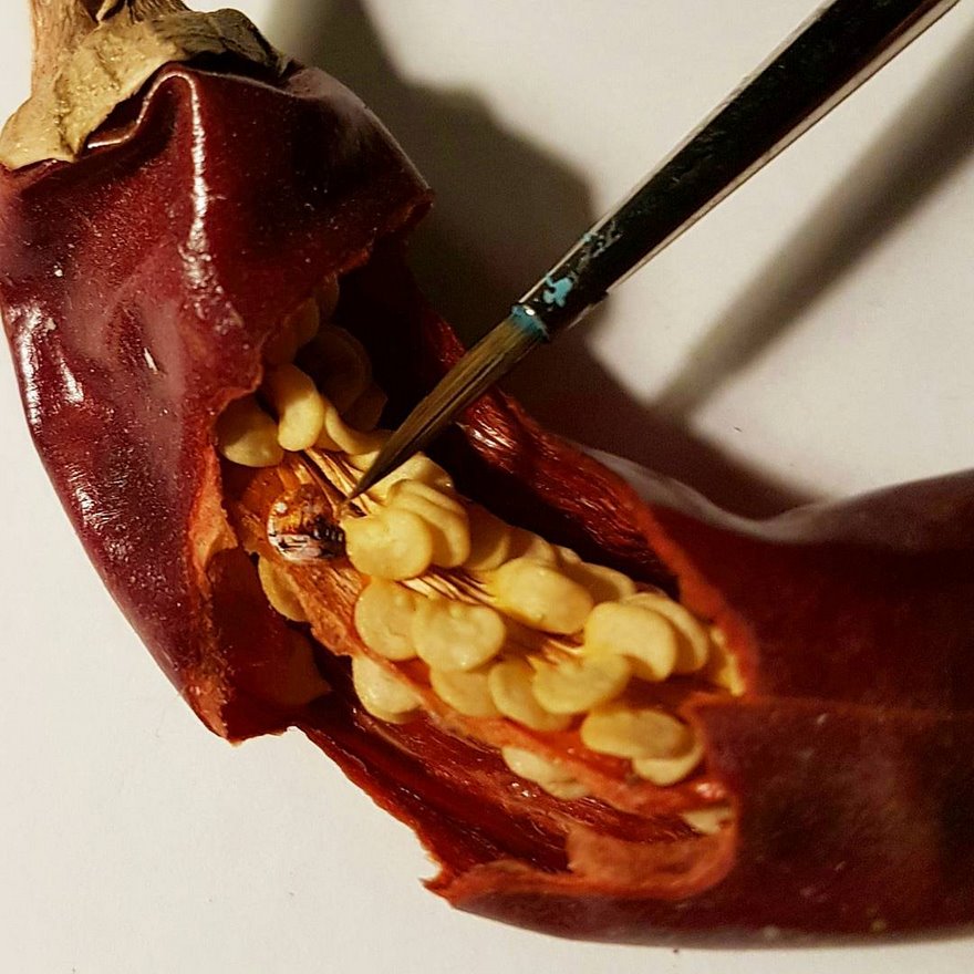 Turkish Artist Paints Unbelievably Tiny Paintings Onto Small Objects Turkish Artist Paints Unbelievably Tiny Paintings Onto Small Objects