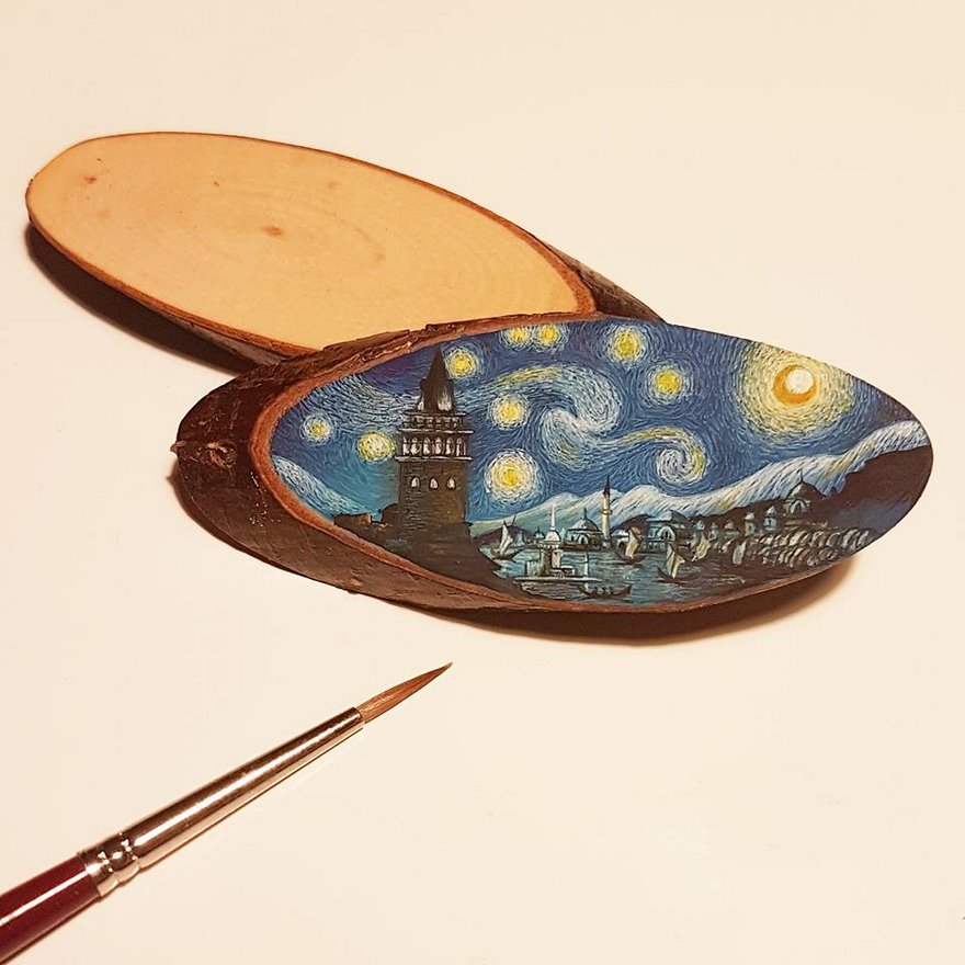 Turkish Artist Paints Unbelievably Tiny Paintings Onto Small Objects Turkish Artist Paints Unbelievably Tiny Paintings Onto Small Objects