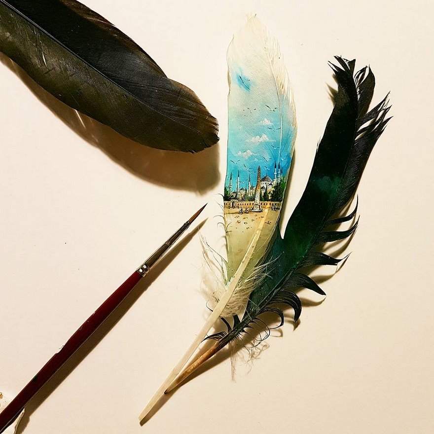 Turkish Artist Paints Unbelievably Tiny Paintings Onto Small Objects Turkish Artist Paints Unbelievably Tiny Paintings Onto Small Objects