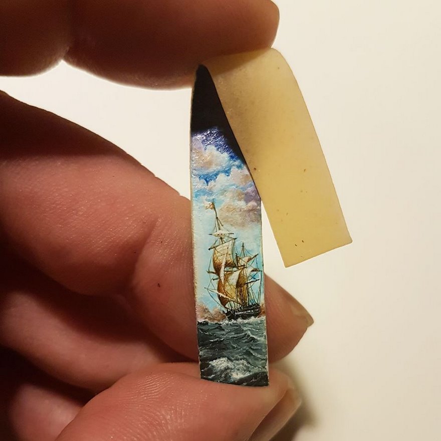Turkish Artist Paints Unbelievably Tiny Paintings Onto Small Objects Turkish Artist Paints Unbelievably Tiny Paintings Onto Small Objects