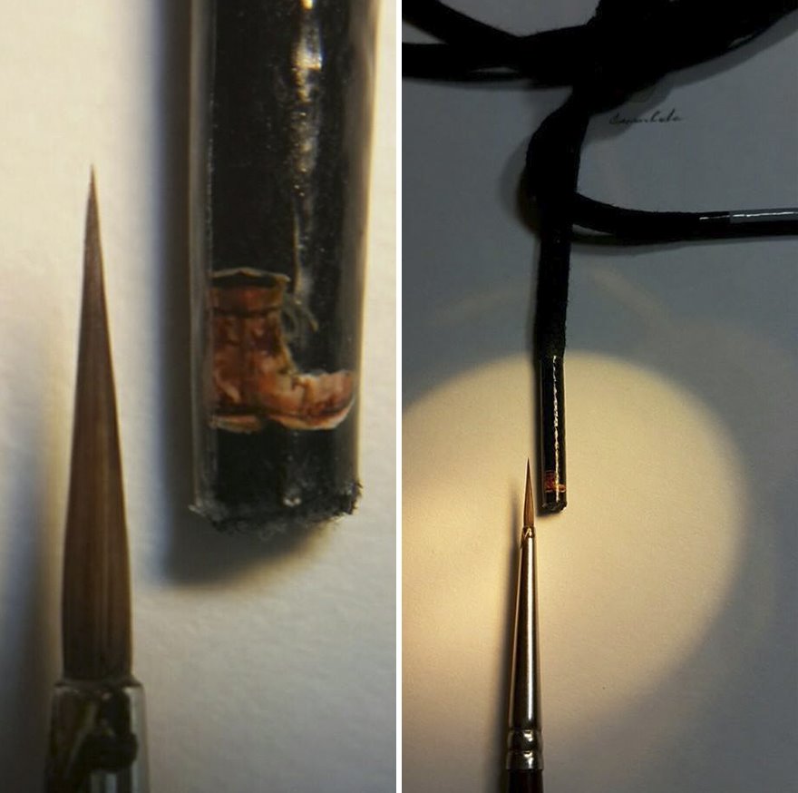 Turkish Artist Paints Unbelievably Tiny Paintings Onto Small Objects Turkish Artist Paints Unbelievably Tiny Paintings Onto Small Objects