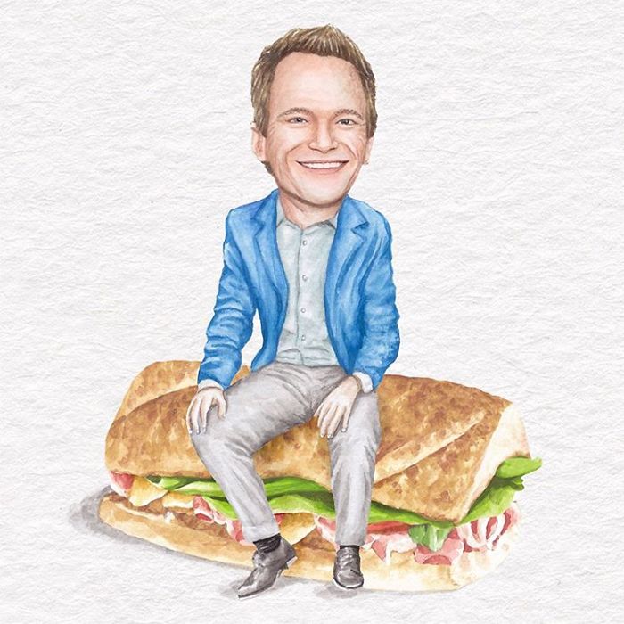 I&#8217;ve Made Over 100 Watercolor Paintings Of Celebs On Sandwiches