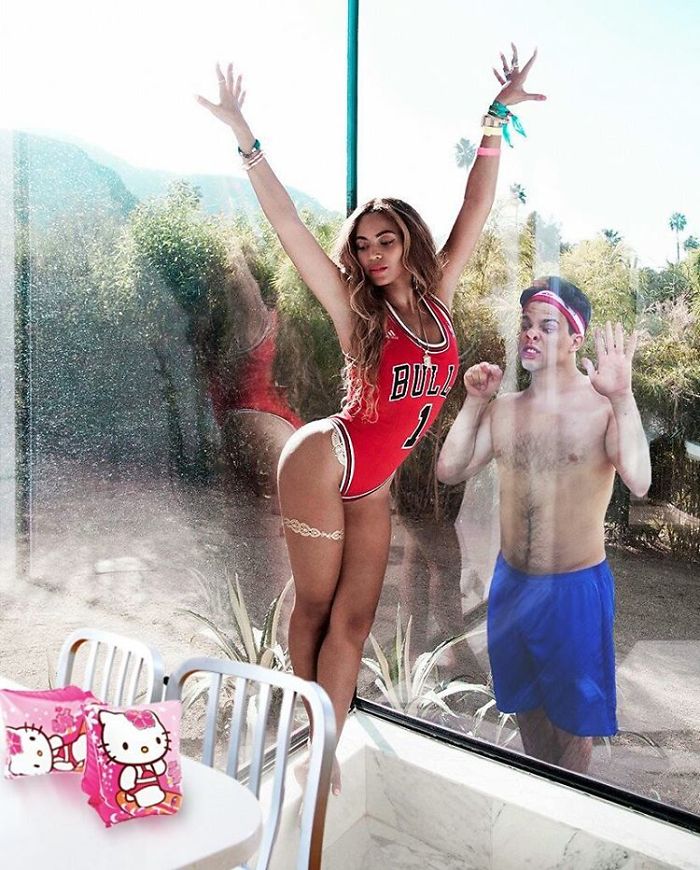 Guy Photoshops Himself Into Daily Lives Of Celebrities, Hates Every Second Of It (36 Pics)