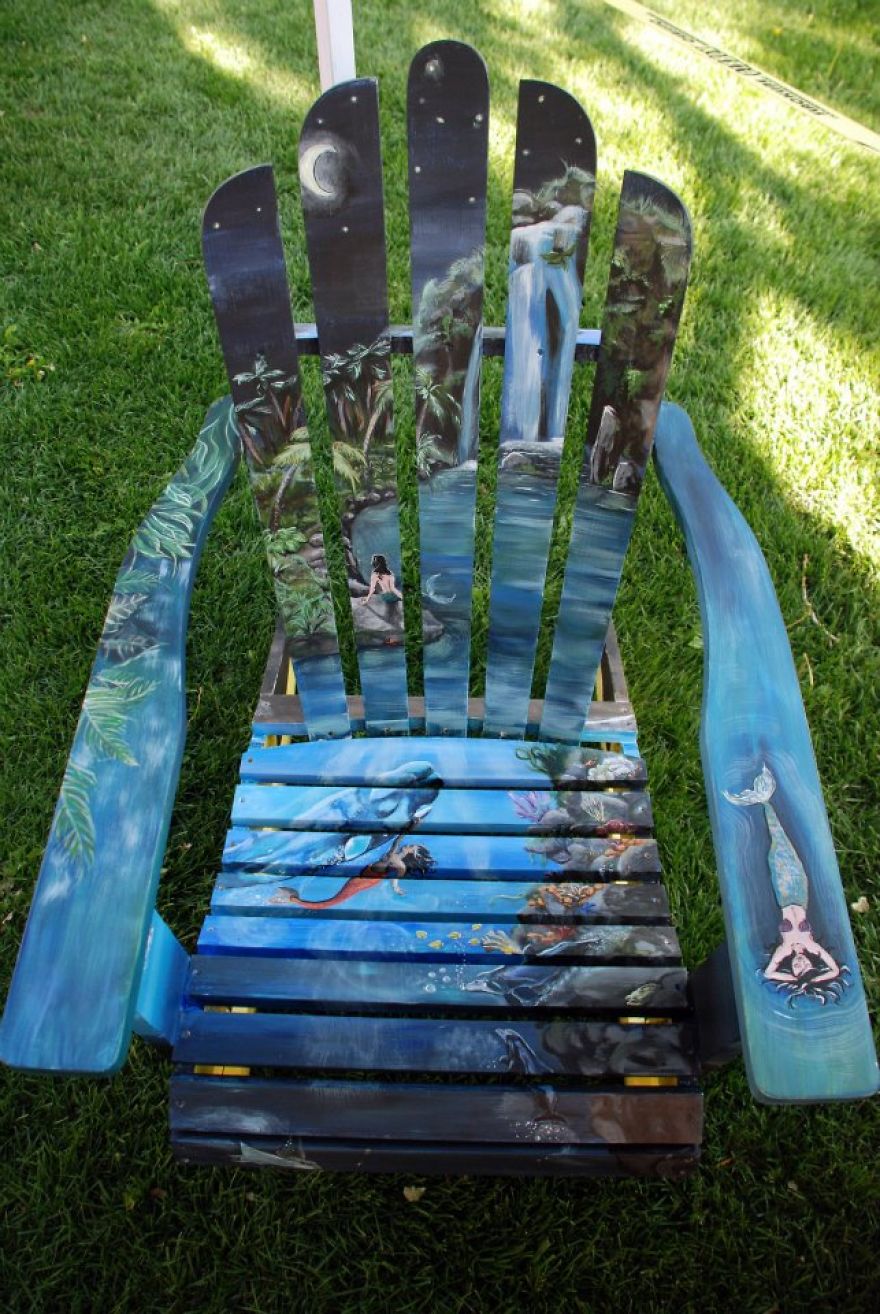 I Paint Vibrant Landscapes On Boring Patio Chairs I Paint Vibrant Landscapes On Boring Patio Chairs
