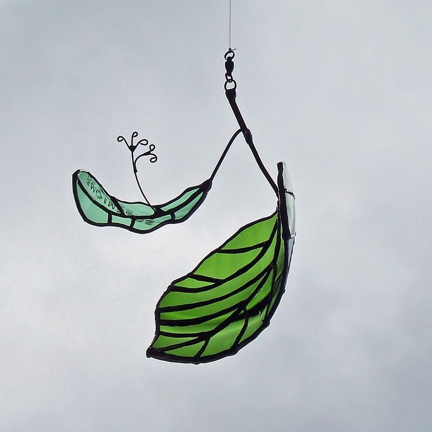 Artist Turns Beer Bottles Into Beautifully Curved Leaves