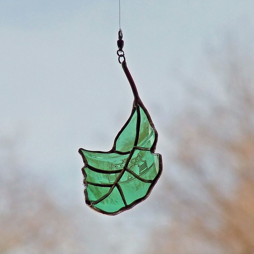 Artist Turns Beer Bottles Into Beautifully Curved Leaves