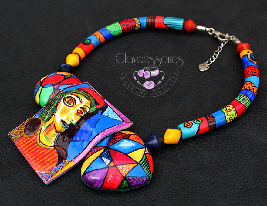 Girl With The Red Beret Necklace, Featuring The Art Of Pablo Picasso