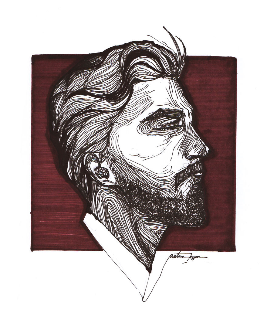 I Combined One-Line-Drawings Technique With Colored Markers To Create Expressive Portraits I Combined One-Line-Drawings Technique With Colored Markers To Create Expressive Portraits