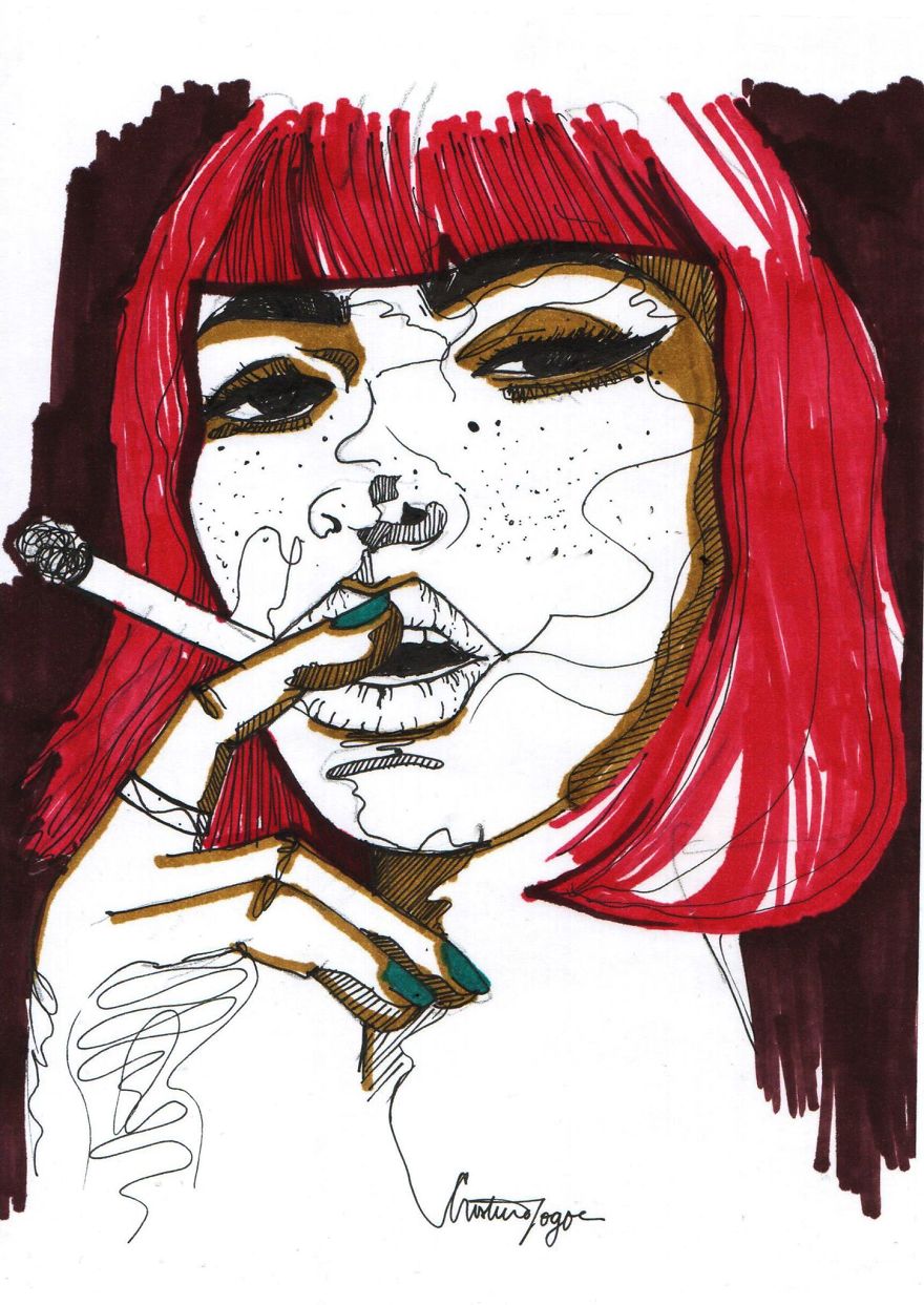 I Combined One-Line-Drawings Technique With Colored Markers To Create Expressive Portraits I Combined One-Line-Drawings Technique With Colored Markers To Create Expressive Portraits