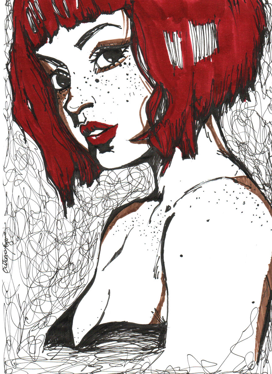 I Combined One-Line-Drawings Technique With Colored Markers To Create Expressive Portraits I Combined One-Line-Drawings Technique With Colored Markers To Create Expressive Portraits