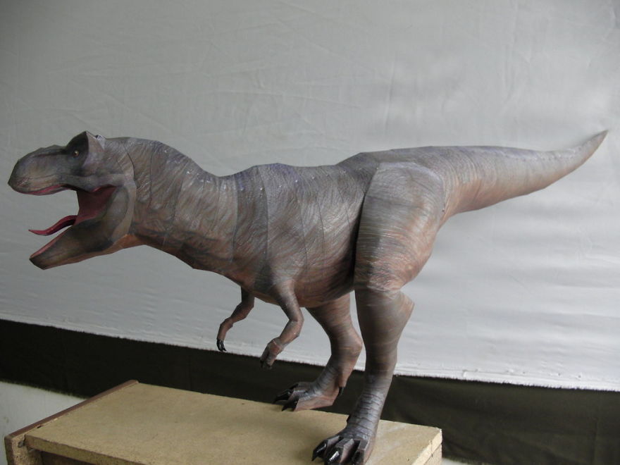 T-Rex Sculpture Made Of Out Paper T-Rex Sculpture Made Of Out Paper