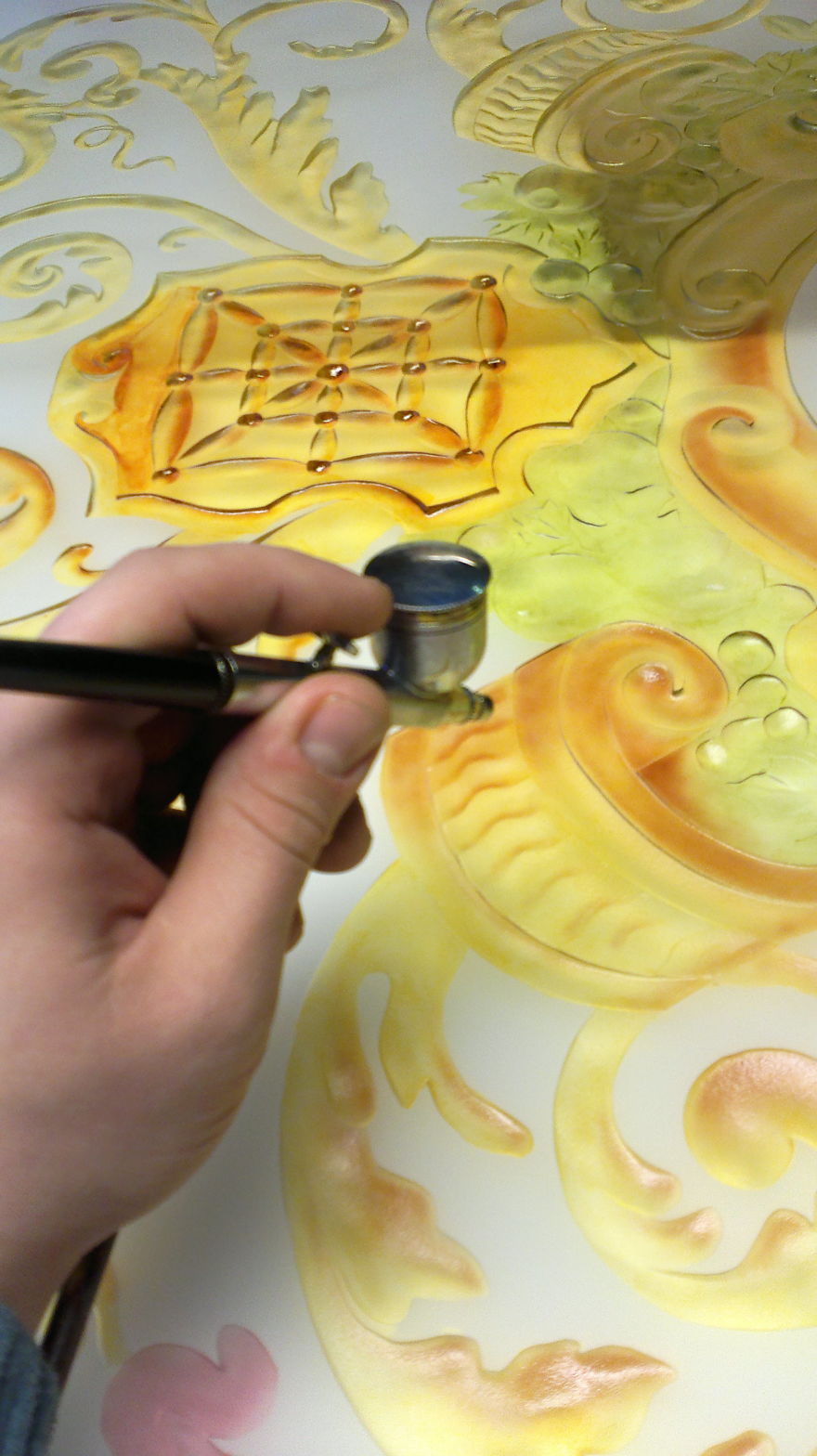 Engraved And Painted Glass For Roof Window