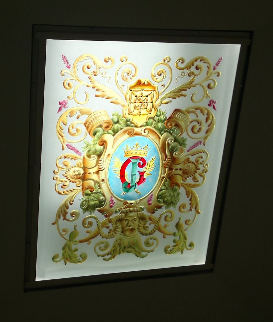 Engraved And Painted Glass For Roof Window