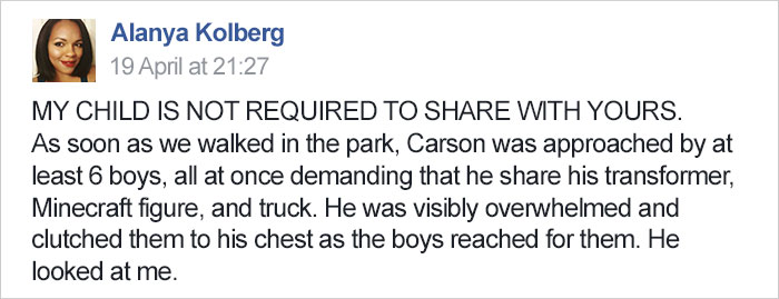Mom’s Explanation Why She Teaches Son Not To Share Gets Shared 207,000+ Times, Other Parents React Mom’s Explanation Why She Teaches Son Not To Share Gets Shared 207,000+ Times, Other Parents React