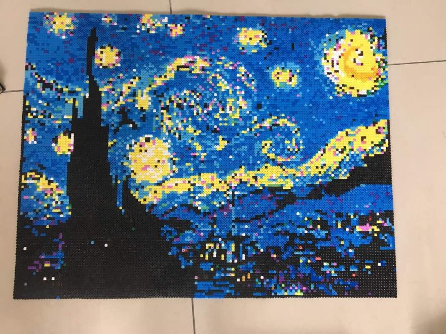 I Made Vincent Van Gogh&#8217;s &#8220;Starry Night&#8221; Out Of Coloured Beads